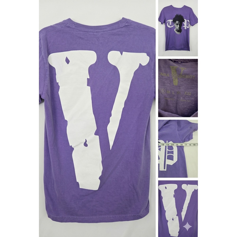 Vlone NBA Youngboy Shirt Small Made in USA Purple TOP Rap Tee Graphic Streetwear